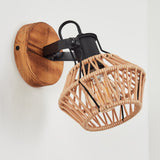 Boho Seil- & Holz-Wandleuchte mit verstellbarem Kopf für Wohnzimmer und Schlafzimmer 