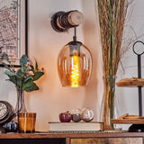 Rustikale industrielle Vevino-Globus-Wandleuchte in Ecru und Schwarz für Wohnzimmer und Schlafzimmer 