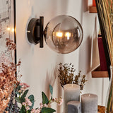 Wandleuchte CHEHALIS aus Rauchglas für Wohnzimmer und Schlafzimmer 