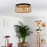 Natural Bohemian Rattan Ceiling Light for Bedroom Living Room