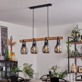 Rustic Modern Glass & Wood Ceiling Light for Dining Room Living Room