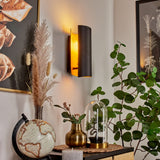 Moderne Zylinder-Wandleuchte mit Bernstein-Glasakzent für Wohnzimmer und Schlafzimmer 