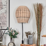 Boho Rattan Geflochtene Tropfenförmige Wandleuchte mit abnehmbarem Kabel für Wohnzimmer und Schlafzimmer 