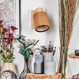 Skandinavische Bambus-Wandleuchte mit verstellbarem Kopf für Wohnzimmer und Schlafzimmer 