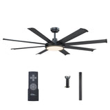 65" Industrial DC Motor Downrod Mount Ceiling Fan with Lighting and Remote Control