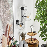 Moderne Glas-Kugel-Wandleuchten mit schwarzem Metallrahmen für Wohnzimmer und Schlafzimmer 