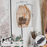 Boho-Bambus-Wandleuchte mit abnehmbarem Kabel für Wohnzimmer und Schlafzimmer 