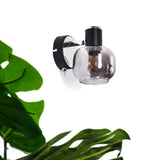 Moderne LEXINGTON Wandleuchte in Chrom und Schwarz mit Rauchglas für Wohnzimmer und Schlafzimmer 