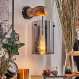 Rustikale industrielle Parane Wandleuchte mit Naturholz und Rauchglas für Wohnzimmer und Schlafzimmer 