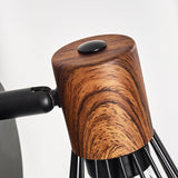 Industrieller Retro Wandleuchter aus Holz und Schwarz mit Käfigschirm für Wohnzimmer und Schlafzimmer 