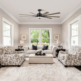 72 Inch Aries Black Downrod Mount LED Windmill Ceiling Fan with Remote Control