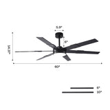 60 Inch Industrial Double-sided Blades LED Ceiling Fan with APP & Remote Control