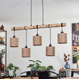 Scandinavian Rustic Wood and Geometric Wire Cage Ceiling Light for Kitchen Dining Room