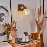 Industrielle rustikale Wandlampe aus Holz und Metallgitter mit verstellbarem Kopf für Wohnzimmer und Schlafzimmer 