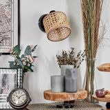 Boho Rattan Geflochtene Wandleuchte mit Verstellbarem Kopf für Wohnzimmer und Schlafzimmer 