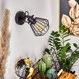 Industrielle schwarze Wandleuchte mit Metallkäfig und verstellbarem Arm für Wohnzimmer und Schlafzimmer 