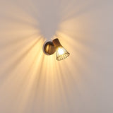 Industrieller Retro Wandleuchter aus Holz und Schwarz mit Käfigschirm für Wohnzimmer und Schlafzimmer 