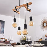 Industrial Vintage Double Wood Beam & Edison Glass Ceiling Light for Dining Room Living Room