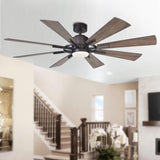 72 Inch Aries Black Downrod Mount LED Windmill Ceiling Fan with Remote Control