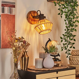 Boho Seil- & Holz-Wandleuchte mit verstellbarem Kopf für Wohnzimmer und Schlafzimmer 