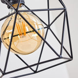 Scandinavian Rustic Wood & Geometric Wire Cage Ceiling Light for Kitchen Dining Room