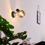 Moderne LEXINGTON Wandleuchte in Chrom und Schwarz mit Rauchglas für Wohnzimmer und Schlafzimmer 