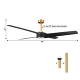 60" Parvez Modern DC Motor Downrod Mount Reversible Ceiling Fan with Lighting and Remote Control
