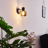 Moderne LEXINGTON Wandleuchte in Chrom und Schwarz mit Rauchglas für Wohnzimmer und Schlafzimmer 