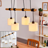 Scandinavian Minimalist Wood and Linen Drum Shade Ceiling Light for Kitchen Dining Room