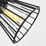 Industrieller Retro Wandleuchter aus Holz und Schwarz mit Käfigschirm für Wohnzimmer und Schlafzimmer 