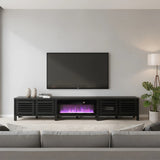 115''/292cm Living Room TV Stand with 36''/91cm Recessed Electric Fireplace