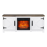 147cm Recessed Electric Fireplace TV Stand with Closed Storage, Storage Cabinet with Adjustable Shelves, Fits Up to 65" TVs