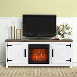 147cm Recessed Electric Fireplace TV Stand with Closed Storage, Storage Cabinet with Adjustable Shelves, Fits Up to 65" TVs