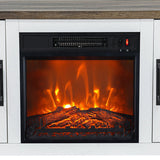 147cm Recessed Electric Fireplace TV Stand with Closed Storage, Storage Cabinet with Adjustable Shelves, Fits Up to 65" TVs