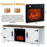 147cm Recessed Electric Fireplace TV Stand with Closed Storage, Storage Cabinet with Adjustable Shelves, Fits Up to 65" TVs