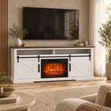 Meuble TV blanc style ferme Brimley 173 cm/68" avec insert de cheminée électrique de 23" 