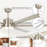 65 Inch Freda DC Motor Modern Downrod Ceiling Fan with LED Light and Remote Control