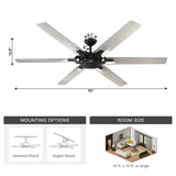 70" Industrial Ceiling Fan with Remote Control