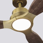 Louise Soft Brass Ceiling Fan Ø142 cm with LED Light and 100% Solid Wood Blades