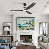 Louise Matte Black Ceiling Fan Ø142 cm with LED Light and 100% Solid Wood Blades