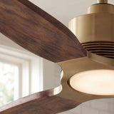 Louise Soft Brass Ceiling Fan Ø142 cm with LED Light and 100% Solid Wood Blades