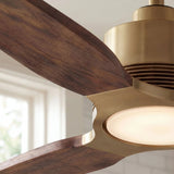 Louise Soft Brass Ceiling Fan Ø142 cm with LED Light and 100% Solid Wood Blades
