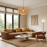Moderne slanke ovale hanglamp van bamboe, diameter 55 cm 