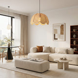 Natural Textured Lotus Rattan Pendant Light 40 cm Diameter