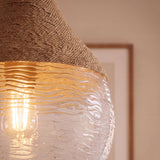 Glass Hemp rope textured Pendant Light 33 cm Diameter