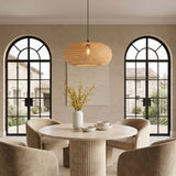 Moderne slanke ovale hanglamp van bamboe, diameter 55 cm 
