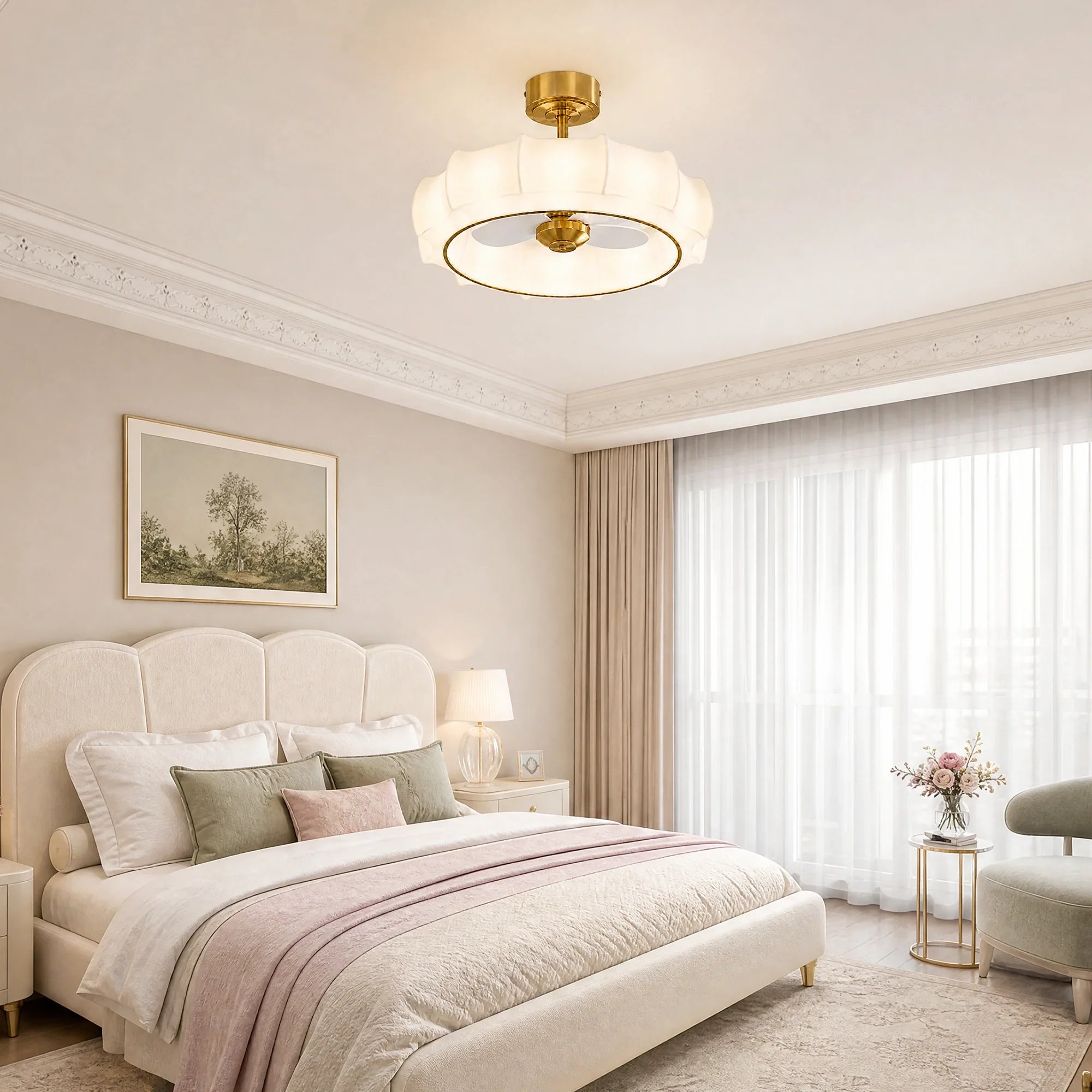 ODILE Ceiling Fan Ø76 cm with LED Light and Hidden Blades