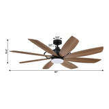 60" Antone Industrial DC Motor Downrod Mount Reversible Ceiling Fan with Lighting and Remote Control