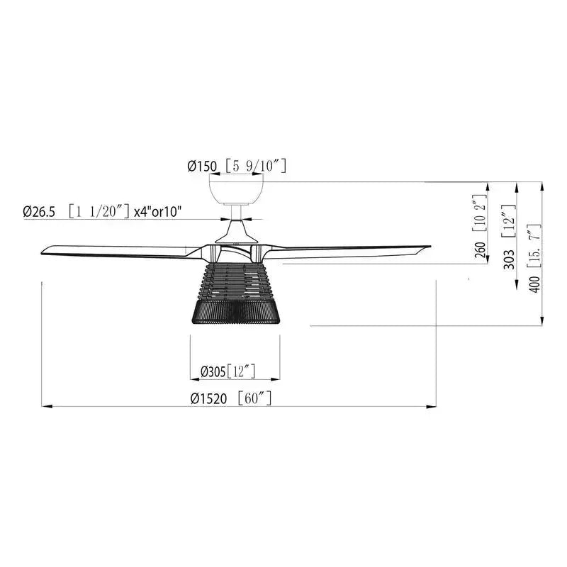 Calma Ø152cm Ceiling Fan with Rattan Light