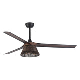 152cm (60")  Farmhouse Downrod Mount Reversible Ceiling Fan with Lighting and Remote Control